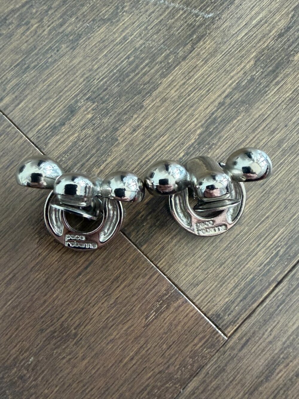Paco Rabanne Vintage Ball Ring Clip Earrings - Picture 4 of 5
